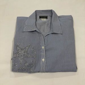 Unique Fashions Striped Long Sleeve Button Down